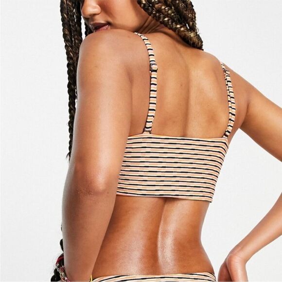 RVCA Cosmic Way Striped Rib Bandeau Bikini Top Multicolor Size S/8 - Picture 5 of 8